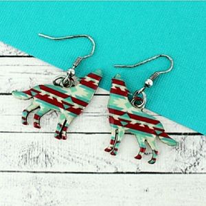 Lone Wolf Free Spirit Aztec South Western boho Native People metal earrings